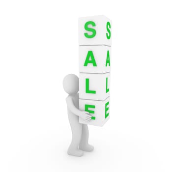 3d sale human green cube white business discount