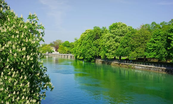 Spring on Munich's Isar in Bavaria