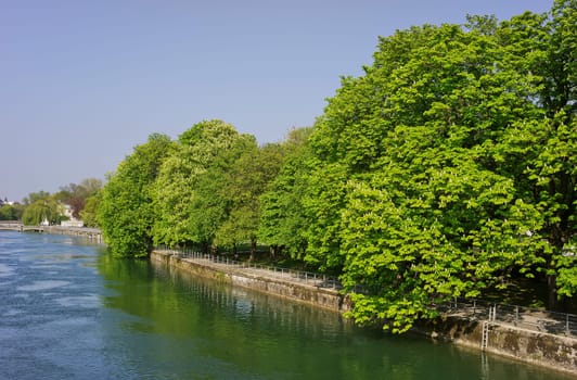 Spring on Munich's Isar in Bavaria