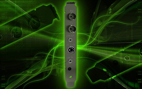 Digital illustration of video capture card in colour background