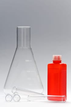 Various chemistry and laboratory objects on white background