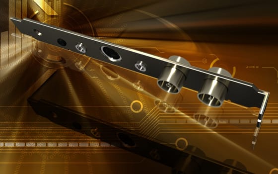 Digital illustration of video capture card in colour background