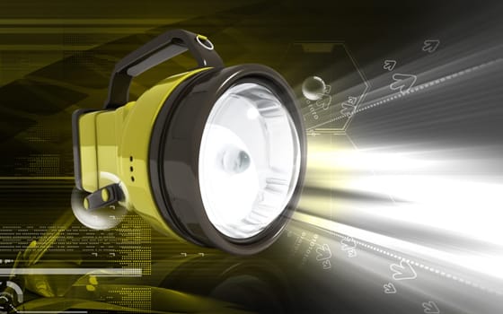 Digital illustration of rechargeable spot light in colour background