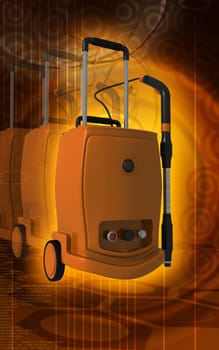 Digital illustration of vacuum cleaner in colour background
