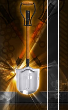 Digital illustration of a Post hole digger in background