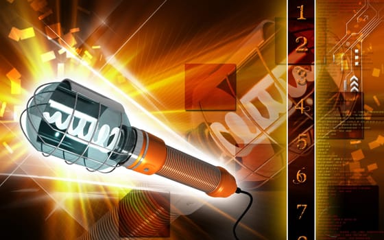Digital illustration of a Wire cage work light fan in colour background