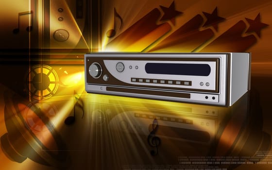 Digital illustration of cd player in colour background