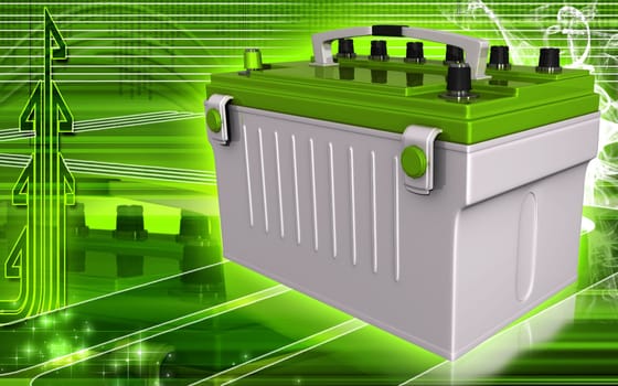 Digital illustration of a battery range in colour background