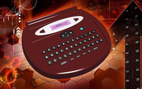 Digital illustration of a Label maker in colour background
