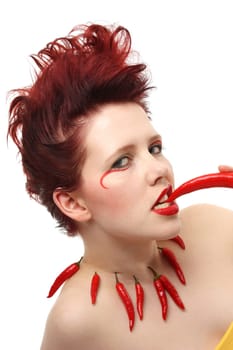 woman,portrait,face,chilli,chili,pod,hot,hot,red,hot,pepper,hairstyle,makeup,nutrition,healthy,vegetable,spice,chilli,look,bite,eye,mouth,hair,burning,erotic,cooking,pepper,sexy,joy,biting