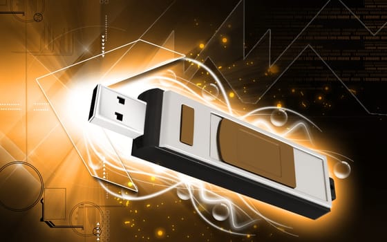 Digital illustration of a pen drive in background