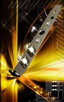 Digital illustration of video capture card in colour background