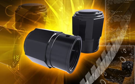 Digital illustration of Valve caps in colour background