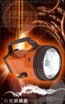 Digital illustration of rechargeable spot light in colour background