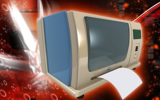 Digital illustration of a Label writer in colour background