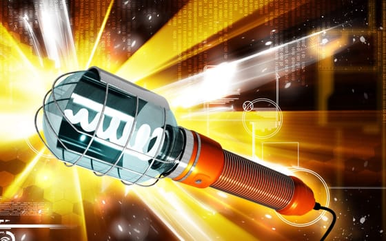 Digital illustration of a Wire cage work light fan in colour background