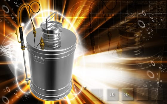 Digital illustration of a Pressure sprayer in colour background