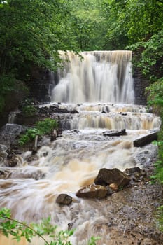 a beautiful waterfall on a mountain river