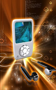 Digital illustration of an I Pod in colour background