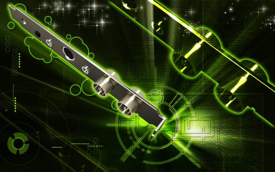 Digital illustration of video capture card in colour background