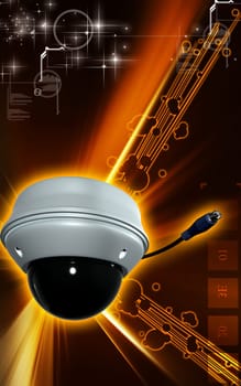 Digital illustration of security camera in colour background