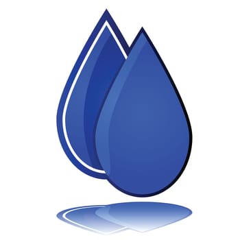 Glossy illustration showing one water drop in front of another