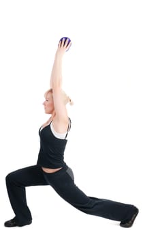 Shoot of fitness instructor isolated on white