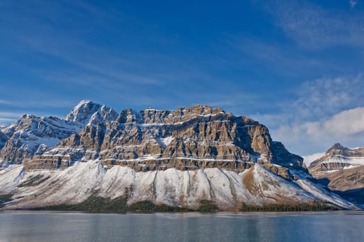 Crowfoot Mountain and Bow Lake, Canadian Rockies, Banff National Park, Alberta, Canada