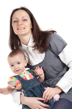 Shot of mother and daughter isolated on white