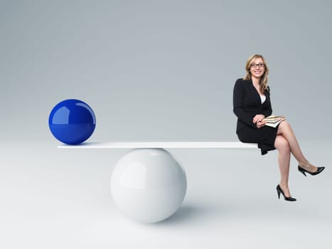 smiling woman and 3d balance