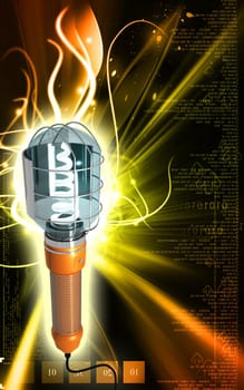 Digital illustration of a Wire cage work light fan in colour background