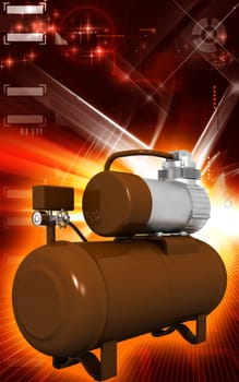 Digital illustration of air compressor in colour background