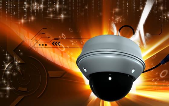 Digital illustration of security camera in colour background