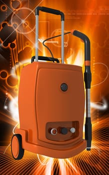 Digital illustration of vacuum cleaner in colour background