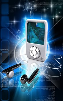 Digital illustration of an I Pod in colour background