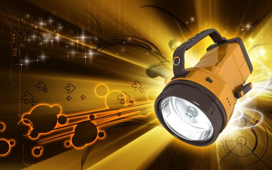 Digital illustration of rechargeable spot light in colour background