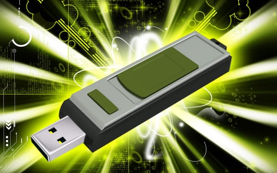 Digital illustration of a pen drive in background