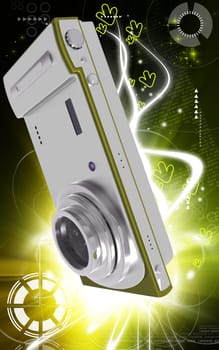 Digital illustration of camera in colour background
