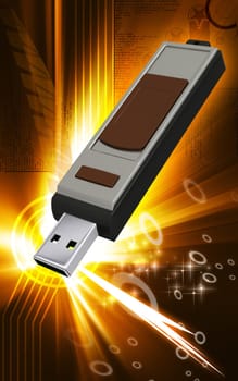 Digital illustration of a pen drive in background