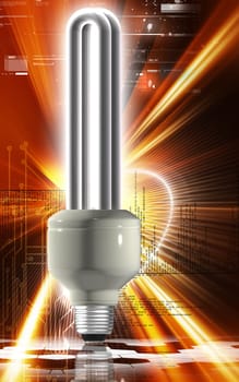 Digital illustration of a CFL light in colour background