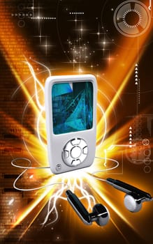 Digital illustration of an I Pod in colour background