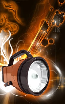 Digital illustration of rechargeable spot light in colour background