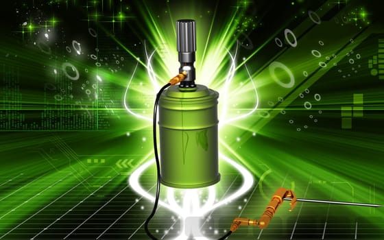 Digital illustration of air grease pump in colour background