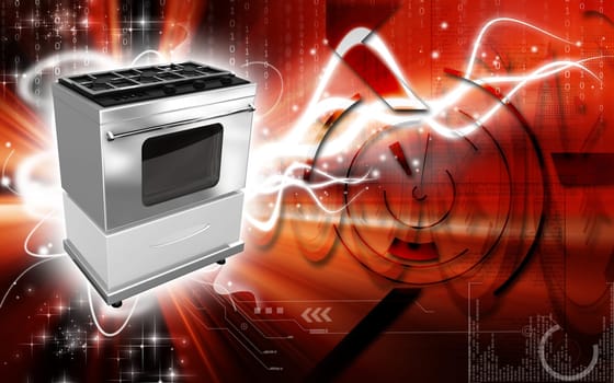 Digital illustration of a Burner in colour background