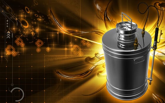 Digital illustration of a Pressure sprayer in colour background