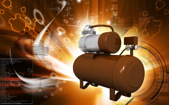Digital illustration of air compressor in colour background