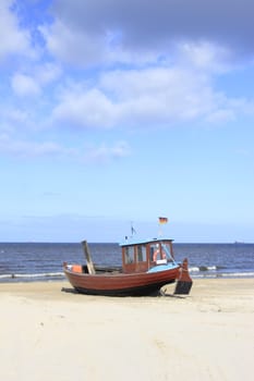 Fishing boat on the shore of the Baltic Sea,Usedom Island,Mecklenburg-Western Pomerania,Germany