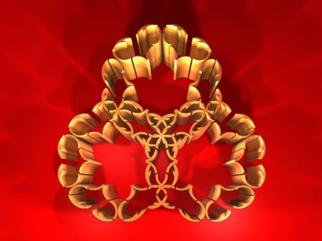 Abstract Flower Background with Heart Shapes - 3D