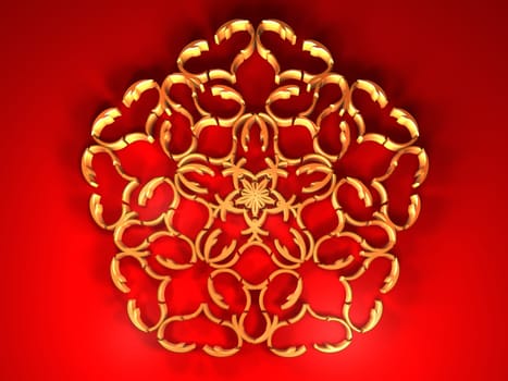 Abstract Flower Background with Heart Shapes - 3D