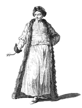 Costume of a gentleman of Wallachia on engraving from the 1700s.